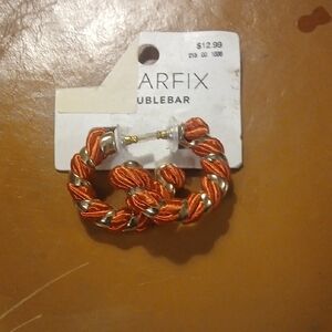 Orange and Gold Braided Earrings